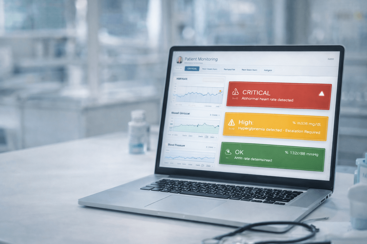 Chronic disease management dashboard showing alert prioritization and escalation workflow